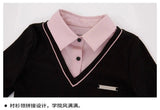 Women Kpop Mini Black Pink Preppy Style Long Sleeve Shirts Dress With Tie Gyaru 2000s Aesthetic Japanese Y2k Girl One-Piece New - Tophatter Daily Deals