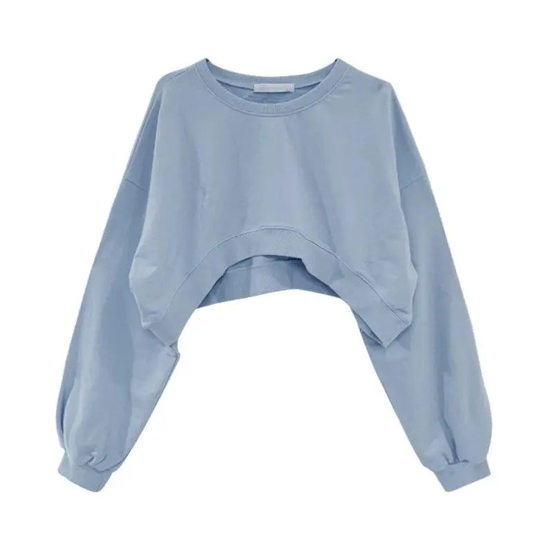 Women Long Sleeve Cropped Crop Top Hoodies Sweatshirt Causal Loose Pullover Tops Dropship - Tophatter Daily Deals