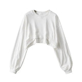 Women Long Sleeve Cropped Crop Top Hoodies Sweatshirt Causal Loose Pullover Tops Dropship - Tophatter Daily Deals