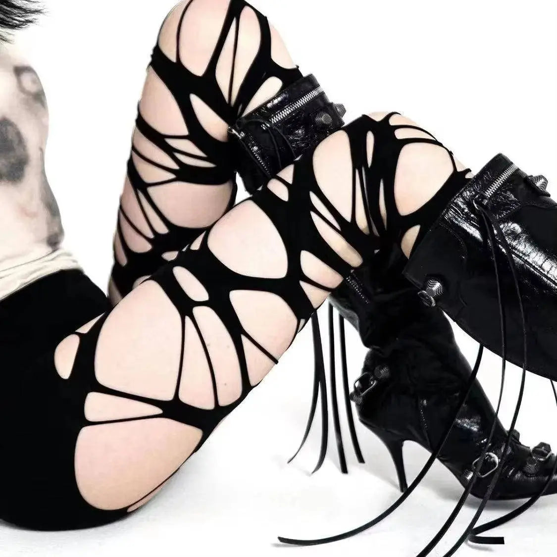 Women Sexy Perforated Stocking Gothic Black Punk - Tophatter Daily Deals