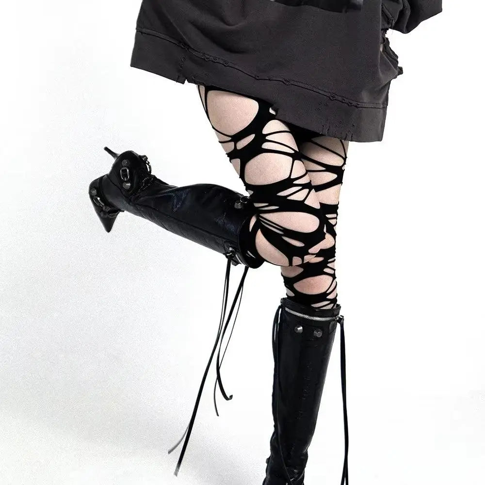 Women Sexy Perforated Stocking Gothic Black Punk - Tophatter Daily Deals