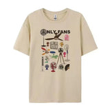 Women Vintage Fashion Streetwear Graphic T Shirt Only Fans Funny T-Shirts Short Sleeve Humor Tees Unisex Y2K Aesthetic Clothes Khaki - Tophatter Daily Deals
