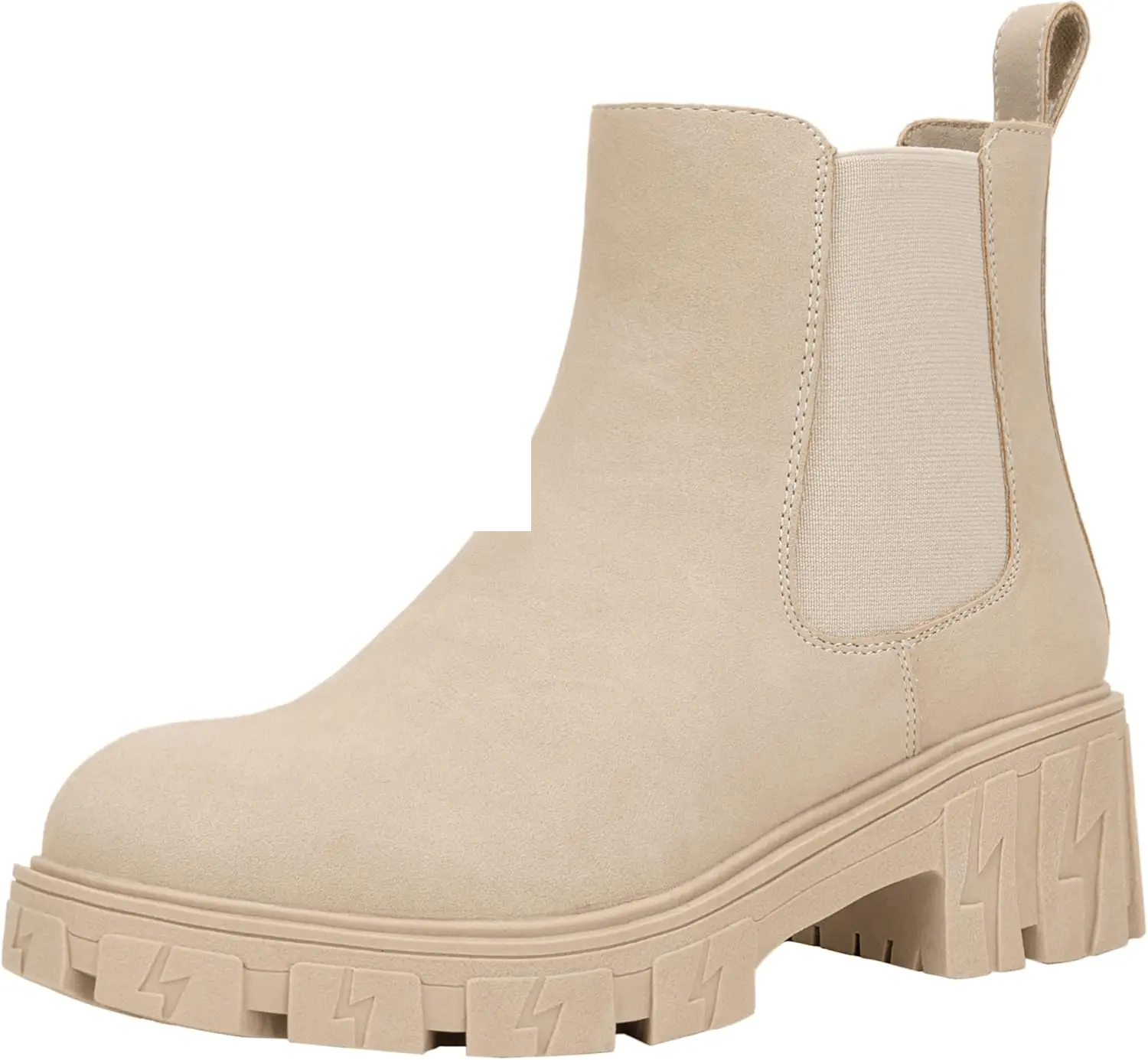 Women'S 9620 Chelsea Ankle Boots | Fashion Lug Sole Platform Elastic Slip-On Booties Chelsea Lug Sole-9620-Beige - Tophatter Daily Deals