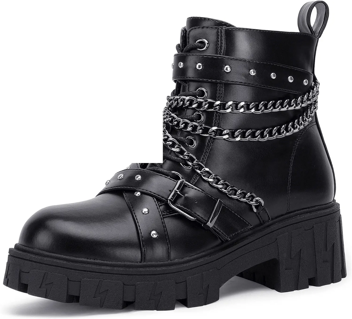 Women'S 9620 Chelsea Ankle Boots | Fashion Lug Sole Platform Elastic Slip-On Booties Combat Moto-9621-Black - Tophatter Daily Deals