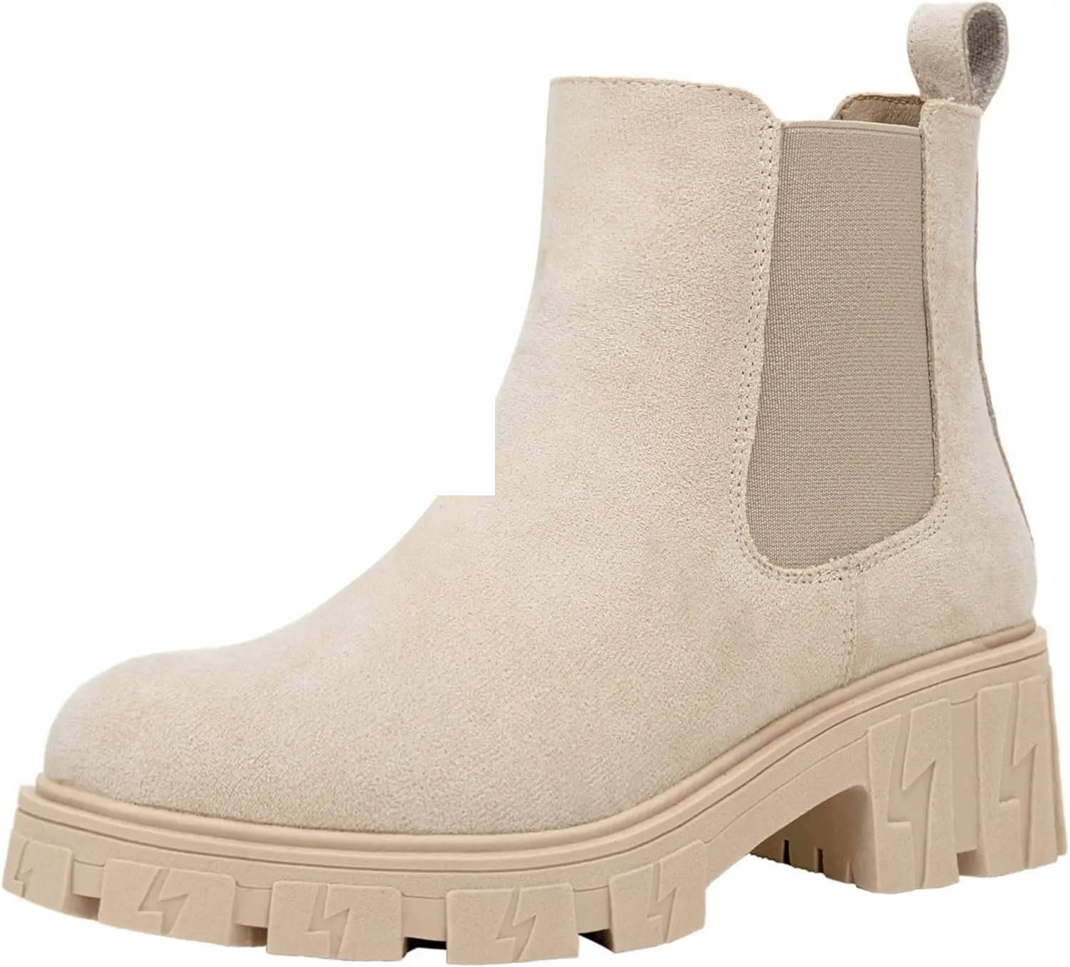 Women'S 9620 Chelsea Ankle Boots | Fashion Lug Sole Platform Elastic Slip-On Booties Chelsea Lug Sole-9620-Nude Apricot - Tophatter Daily Deals