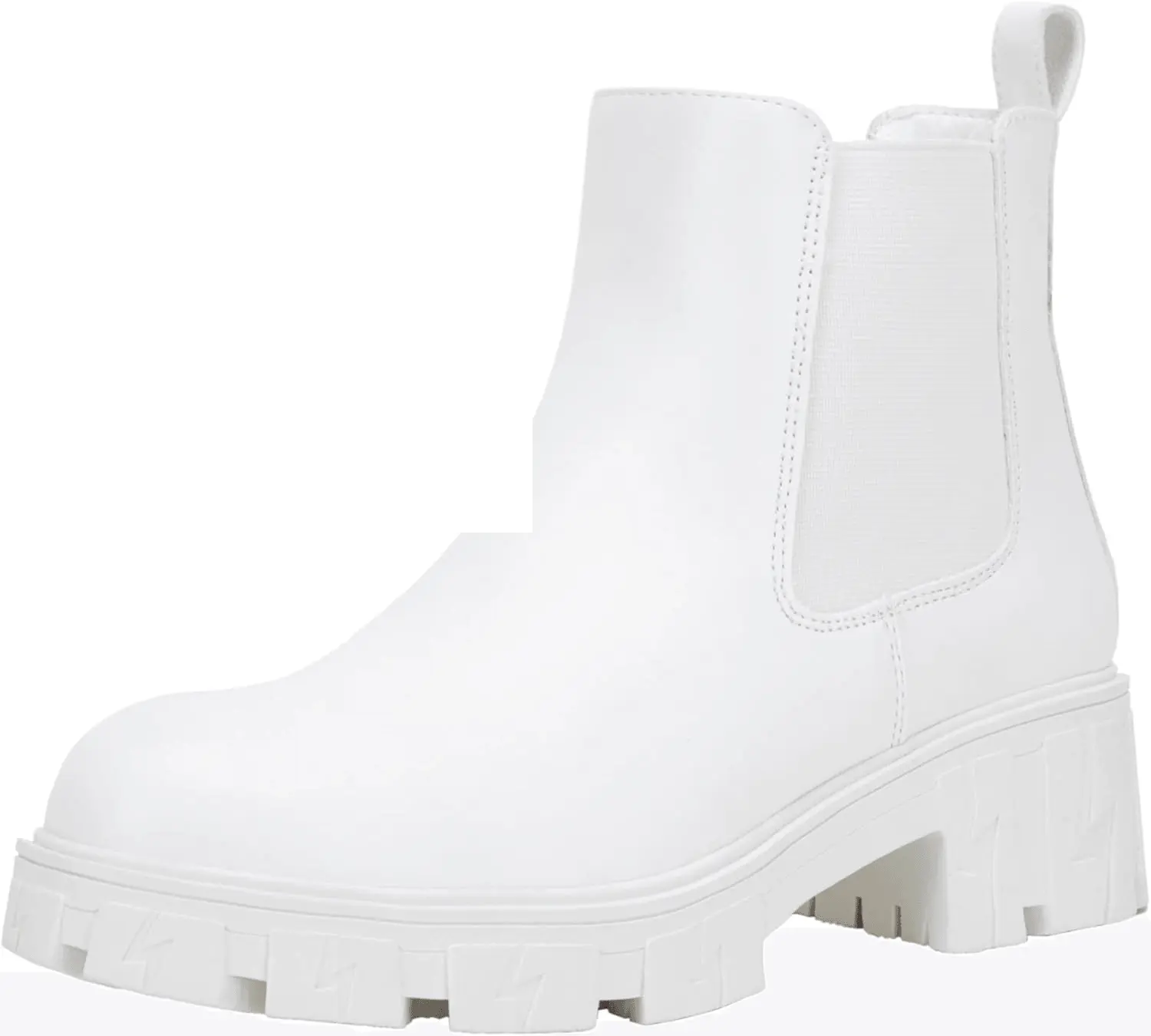 Women'S 9620 Chelsea Ankle Boots | Fashion Lug Sole Platform Elastic Slip-On Booties Chelsea Lug Sole-9620-All White - Tophatter Daily Deals