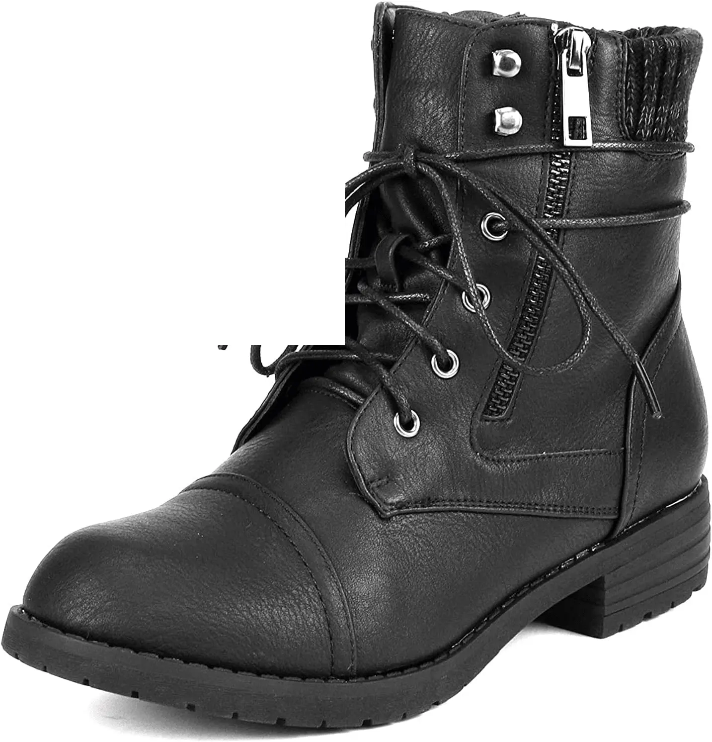 Women'S Lace up Combat Boots Ankle Booties Black - Tophatter Daily Deals