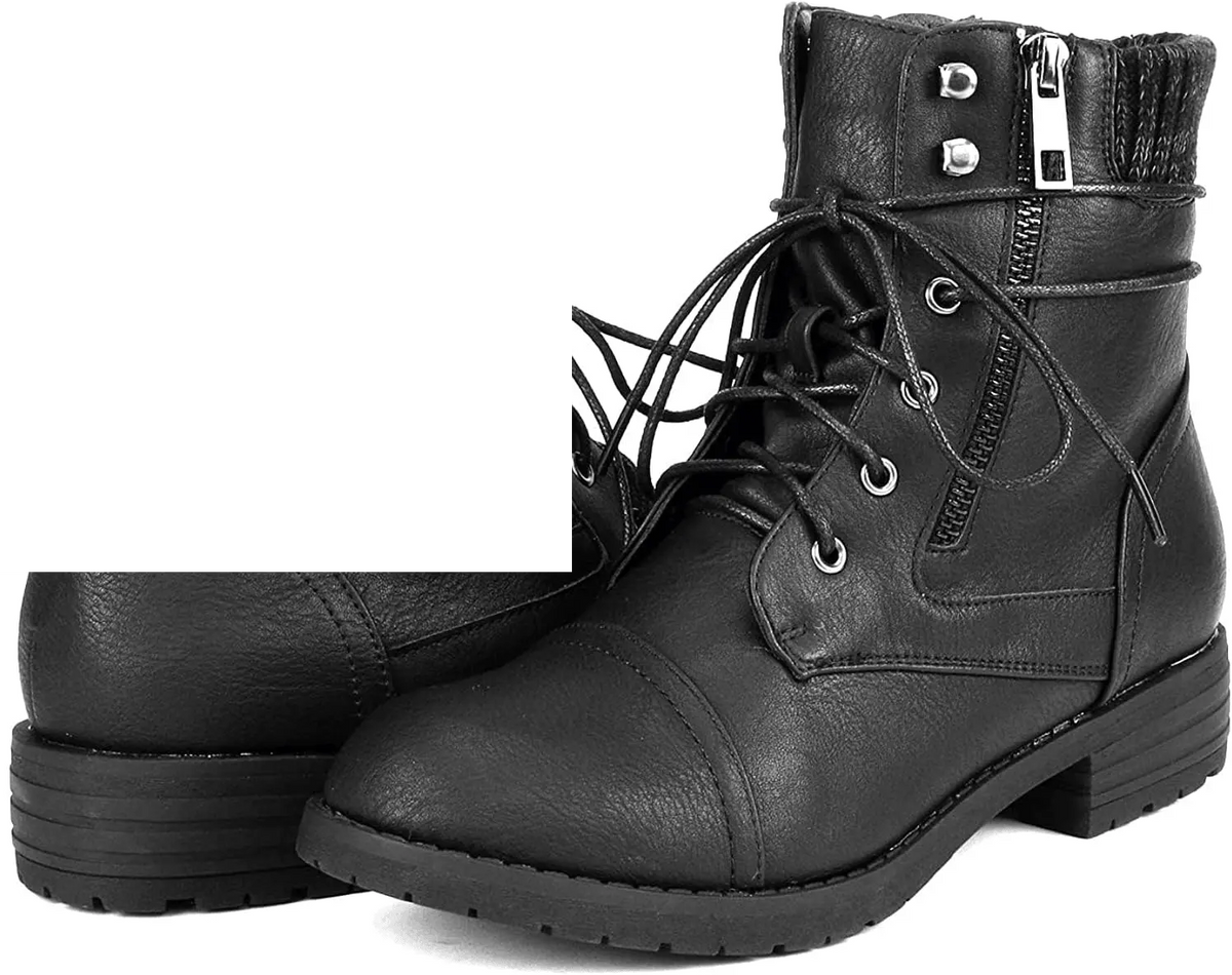 Women'S Lace up Combat Boots Ankle Booties - Tophatter Daily Deals