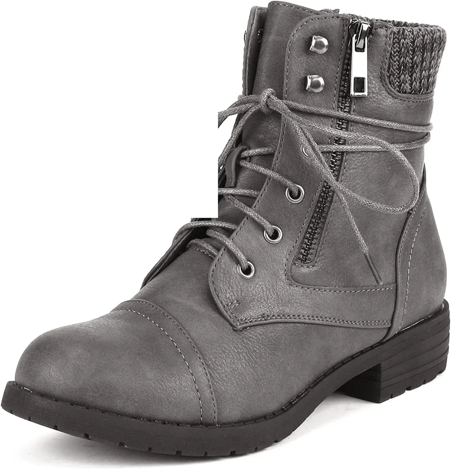 Women'S Lace up Combat Boots Ankle Booties Grey - Tophatter Daily Deals