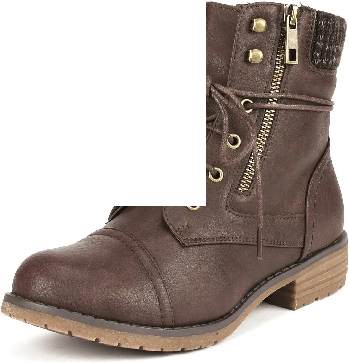 Women'S Lace up Combat Boots Ankle Booties Brown - Tophatter Daily Deals