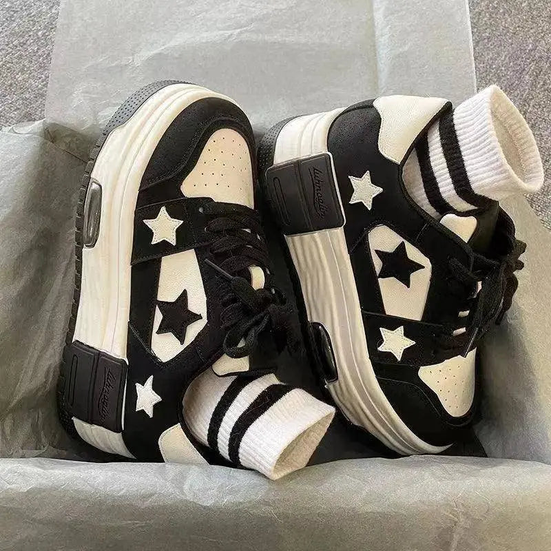 Women's Casual Platform Sneakers Star Skateboard Trainers Mix Colors Running Sport Shoes Tennis Shoes Outdoor Walking Sneakers - Tophatter Daily Deals