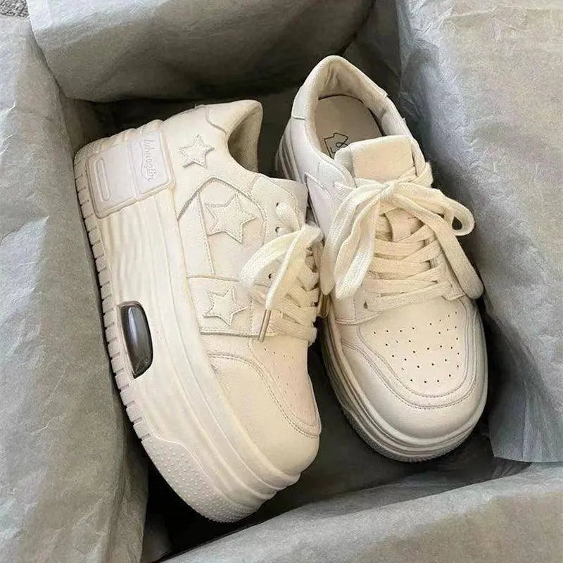Women's Casual Platform Sneakers Star Skateboard Trainers Mix Colors Running Sport Shoes Tennis Shoes Outdoor Walking Sneakers - Tophatter Daily Deals