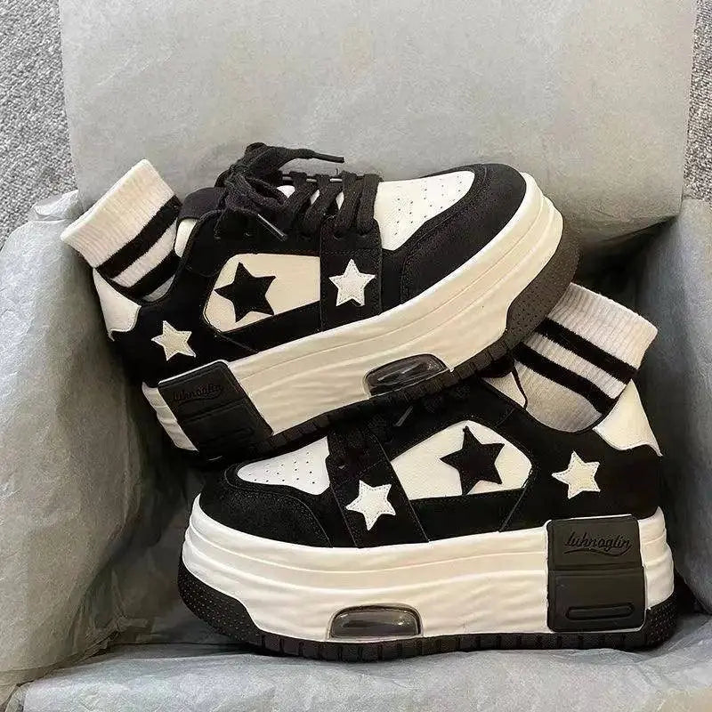 Women's Casual Platform Sneakers Star Skateboard Trainers Mix Colors Running Sport Shoes Tennis Shoes Outdoor Walking Sneakers - Tophatter Daily Deals