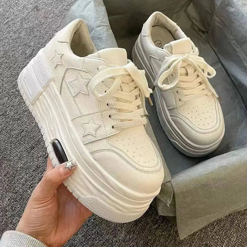 Women's Casual Platform Sneakers Star Skateboard Trainers Mix Colors Running Sport Shoes Tennis Shoes Outdoor Walking Sneakers - Tophatter Daily Deals