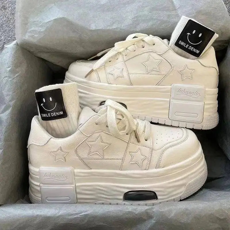 Women's Casual Platform Sneakers Star Skateboard Trainers Mix Colors Running Sport Shoes Tennis Shoes Outdoor Walking Sneakers - Tophatter Daily Deals