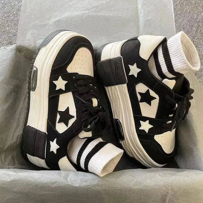 Women's Casual Platform Sneakers Star Skateboard Trainers Mix Colors Running Sport Shoes Tennis Shoes Outdoor Walking Sneakers - Tophatter Daily Deals