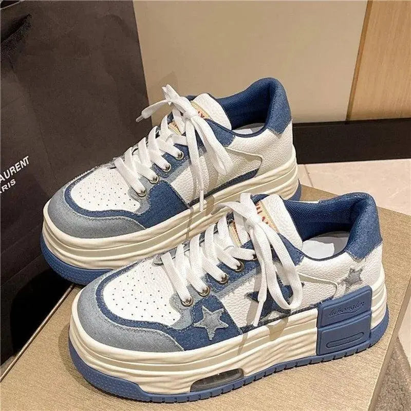 Women's Casual Platform Sneakers Star Skateboard Trainers Mix Colors Running Sport Shoes Tennis Shoes Outdoor Walking Sneakers - Tophatter Daily Deals