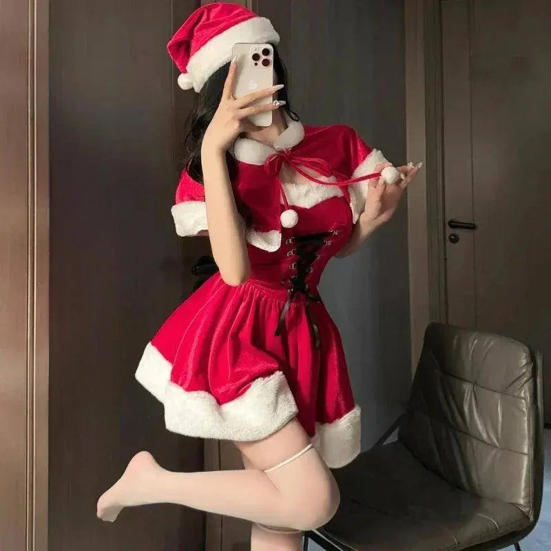 Women's Christmas Costume Short Sleeve Shawl Dress Christmas Lolita Costume Cosplay New Year Theme Stage Costume Party Dress - Tophatter Daily Deals