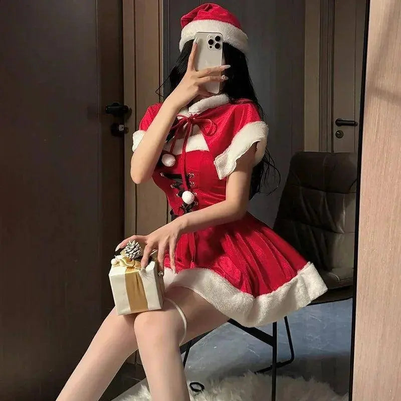Women's Christmas Costume Short Sleeve Shawl Dress Christmas Lolita Costume Cosplay New Year Theme Stage Costume Party Dress - Tophatter Daily Deals