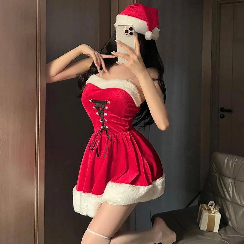 Women's Christmas Costume Short Sleeve Shawl Dress Christmas Lolita Costume Cosplay New Year Theme Stage Costume Party Dress - Tophatter Daily Deals