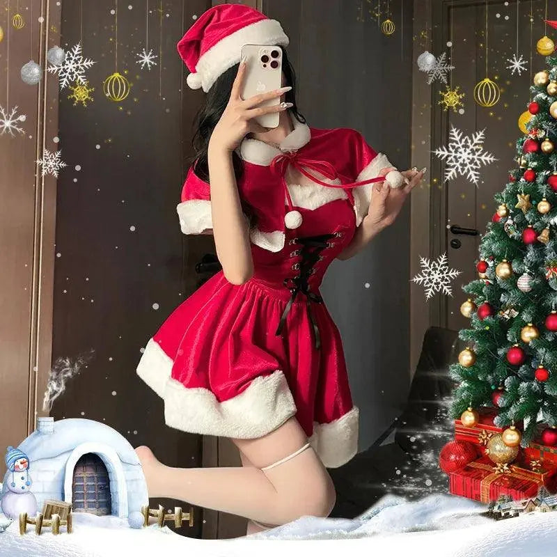 Women's Christmas Costume Short Sleeve Shawl Dress Christmas Lolita Costume Cosplay New Year Theme Stage Costume Party Dress - Tophatter Daily Deals
