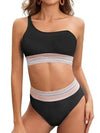 Women's Fashion Simple Solid Color Bikini Set Black M 5 - Tophatter Daily Deals