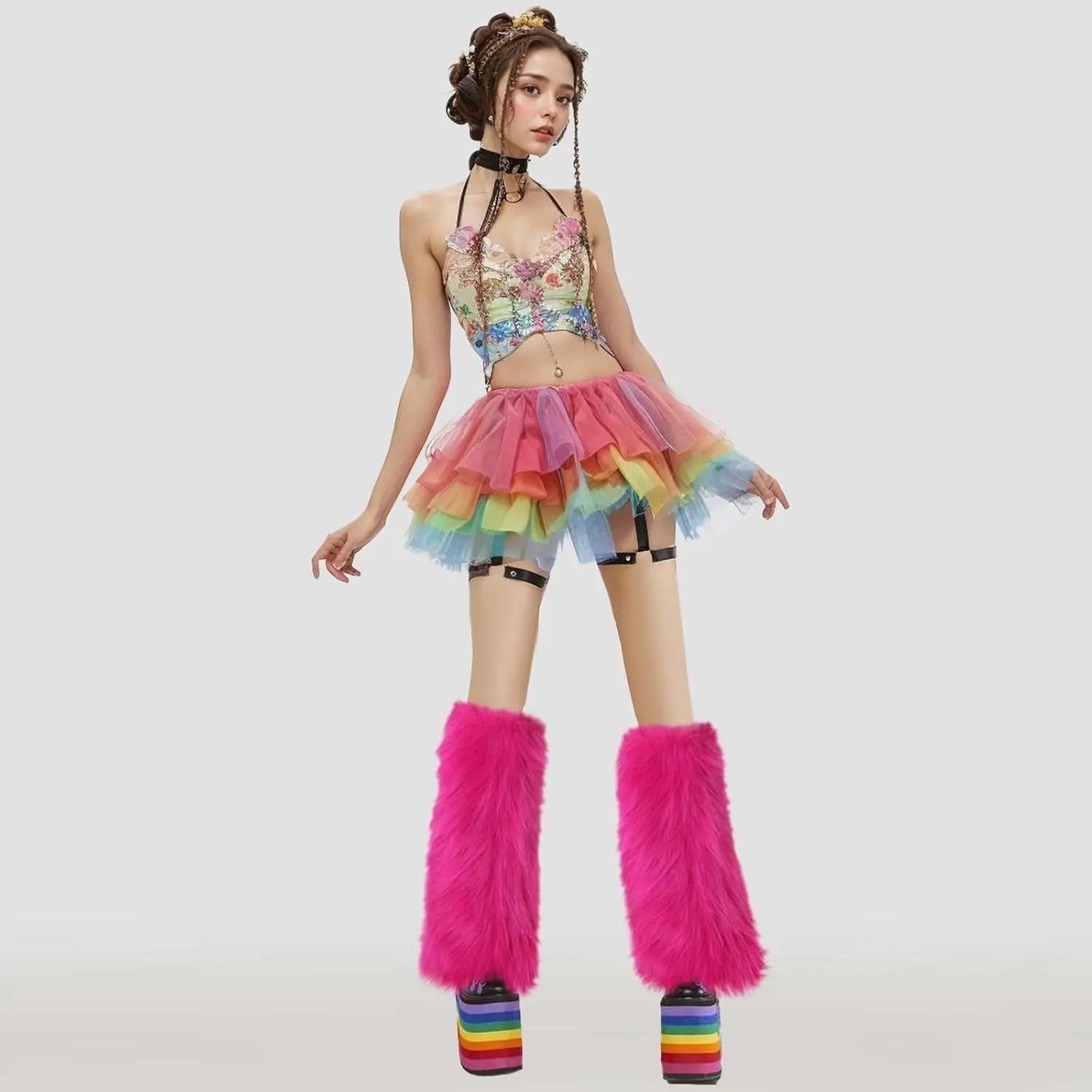 Women's Fur Leg Warmers, Furry Leg Warmers - Tophatter Daily Deals