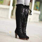 Women's High Boots 2025 Autumn Winter Sexy Lace Up Knee-high Boot Female Shoes Boots Women High Heels Leather Woman Boot - Tophatter Daily Deals