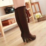 Women's High Boots 2025 Autumn Winter Sexy Lace Up Knee-high Boot Female Shoes Boots Women High Heels Leather Woman Boot - Tophatter Daily Deals