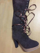 Women's High Boots 2025 Autumn Winter Sexy Lace Up Knee-high Boot Female Shoes Boots Women High Heels Leather Woman Boot - Tophatter Daily Deals