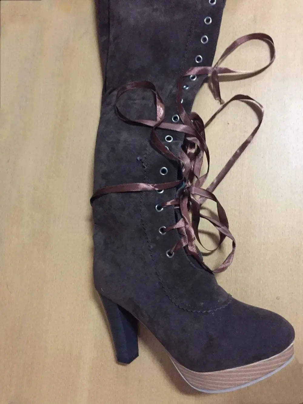 Women's High Boots 2025 Autumn Winter Sexy Lace Up Knee-high Boot Female Shoes Boots Women High Heels Leather Woman Boot - Tophatter Daily Deals