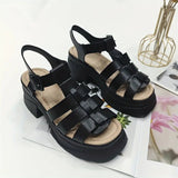 Women's Solid Color Chunky Heel Sandals, Fashion Open Toe Summer Shoes, Comfortable Buckle Strap Sandals - Tophatter Daily Deals