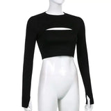 Women's T Shirt O-Neck Slim Fit Sexy Long Sleeve T-shirt Female Tees Shirt Femme Woman Crop Tops 2025 Spring New Korean Clothing - Tophatter Daily Deals