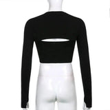 Women's T Shirt O-Neck Slim Fit Sexy Long Sleeve T-shirt Female Tees Shirt Femme Woman Crop Tops 2025 Spring New Korean Clothing - Tophatter Daily Deals