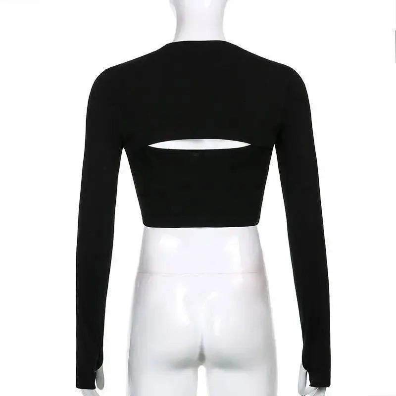 Women's T Shirt O-Neck Slim Fit Sexy Long Sleeve T-shirt Female Tees Shirt Femme Woman Crop Tops 2025 Spring New Korean Clothing - Tophatter Daily Deals