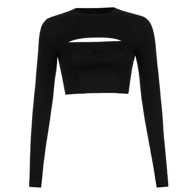 Women's T Shirt O-Neck Slim Fit Sexy Long Sleeve T-shirt Female Tees Shirt Femme Woman Crop Tops 2025 Spring New Korean Clothing - Tophatter Daily Deals