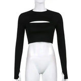 Women's T Shirt O-Neck Slim Fit Sexy Long Sleeve T-shirt Female Tees Shirt Femme Woman Crop Tops 2025 Spring New Korean Clothing - Tophatter Daily Deals