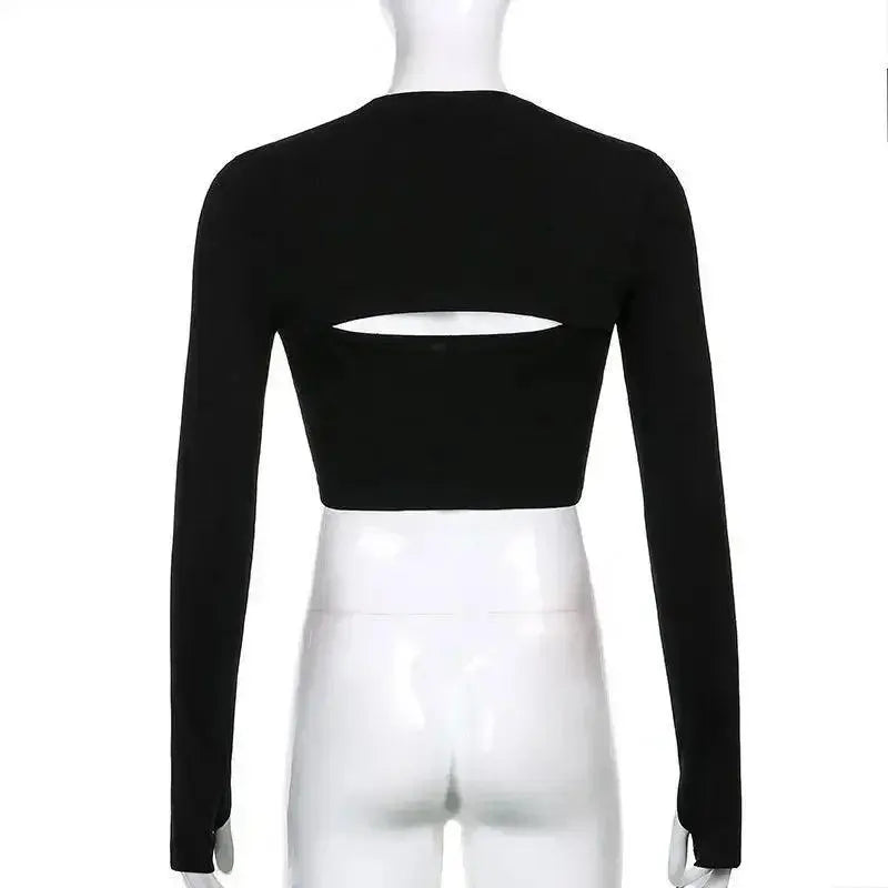 Women's T Shirt O-Neck Slim Fit Sexy Long Sleeve T-shirt Female Tees Shirt Femme Woman Crop Tops 2025 Spring New Korean Clothing - Tophatter Daily Deals