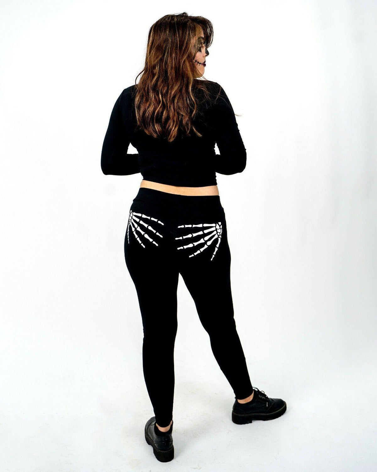 Women's Halloween Leggings - Ladies Skeleton Hands Printed Legging Bottoms Pants Skeleton Hands Festive & Franchise - Tophatter Daily Deals