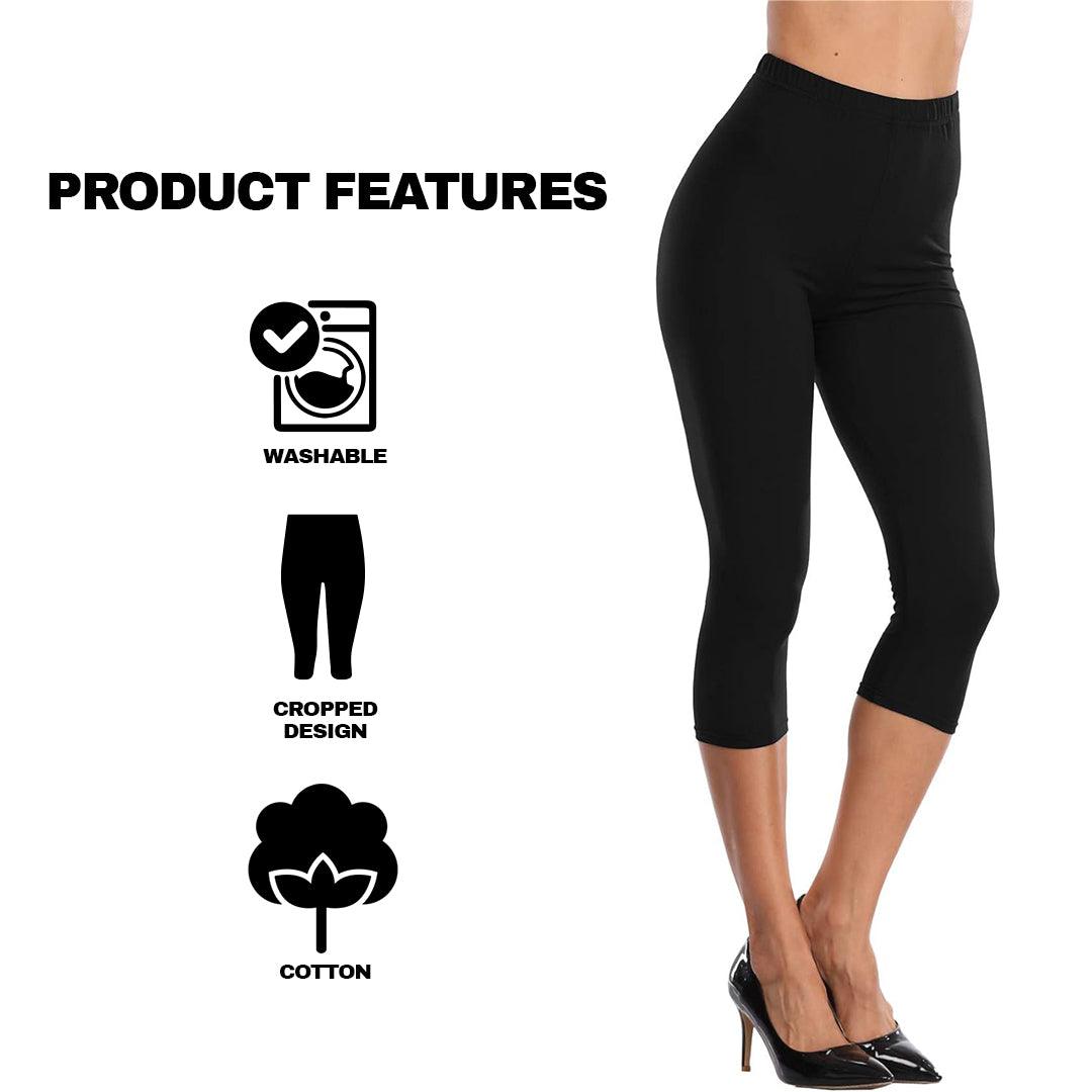 Gym Leggings for Ladies - Womens 3/4 Length Cropped Leggings Soft Cotton Active Wear Capri Pants Casual Fitness Pants Clothing - Tophatter Daily Deals
