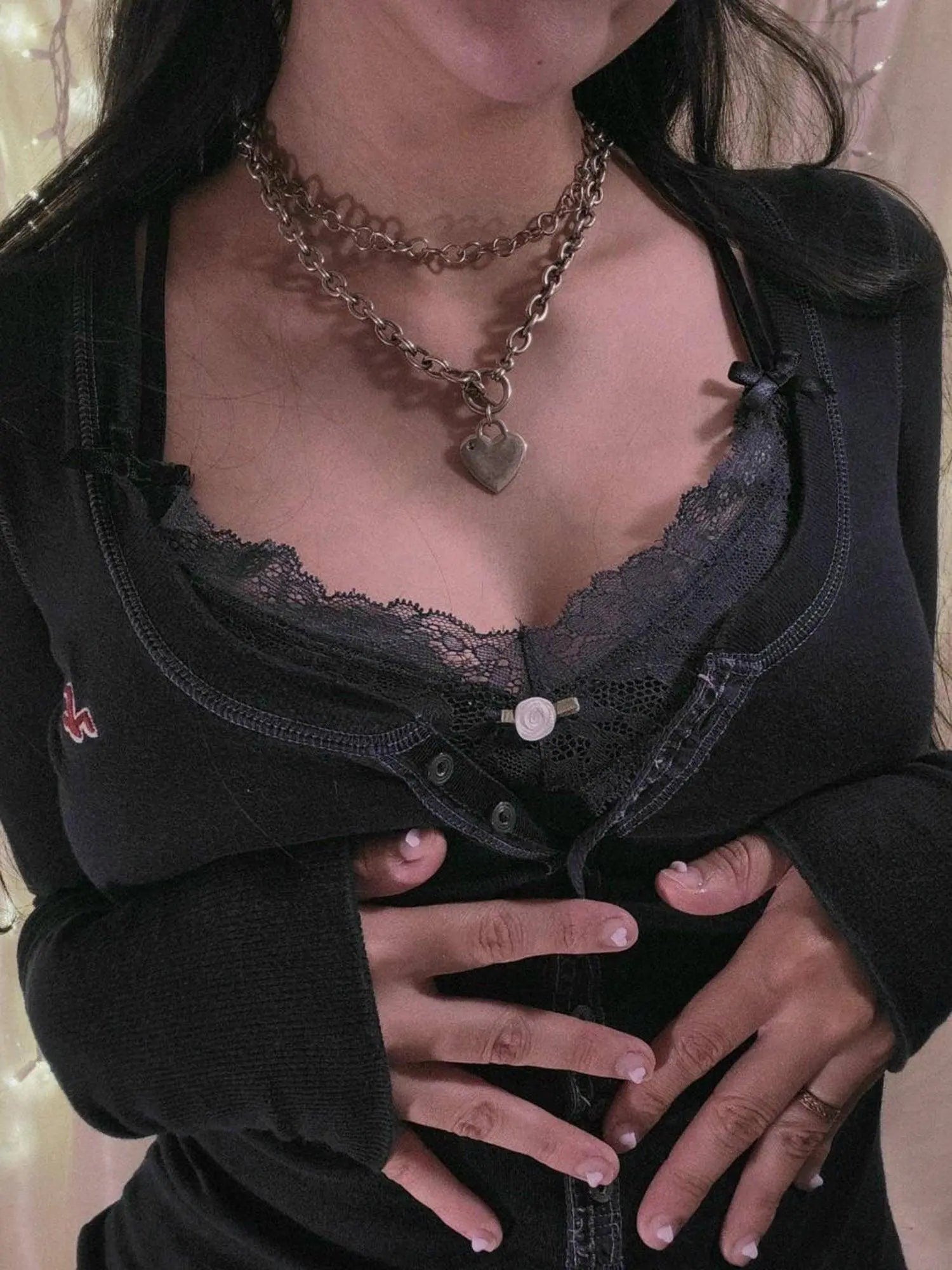 Womens Y2k Tee Crop Top Long Sleeve Lace Fairycore Grunge T-Shirts Ribbed Knit Harajuku Aesthetic Girl Tops T-Shirts Streetwear - Tophatter Daily Deals