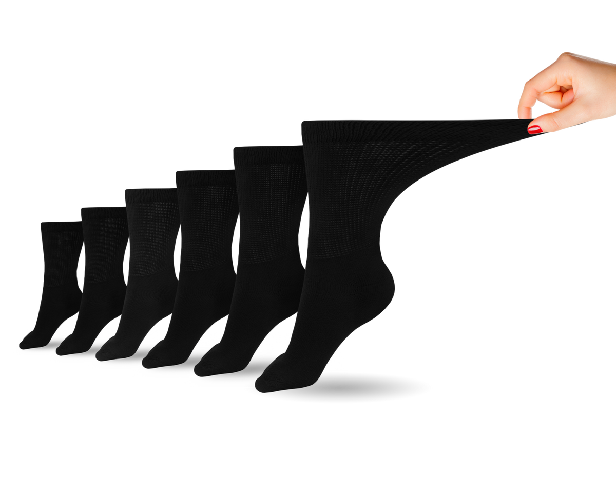 Women's Cotton Diabetic Crew Socks (6 Pair) Black Women's Socks & Hosiery - Tophatter Daily Deals