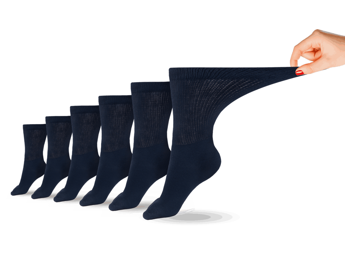 Women's Cotton Diabetic Crew Socks (6 Pair) Navy Women's Socks & Hosiery - Tophatter Daily Deals