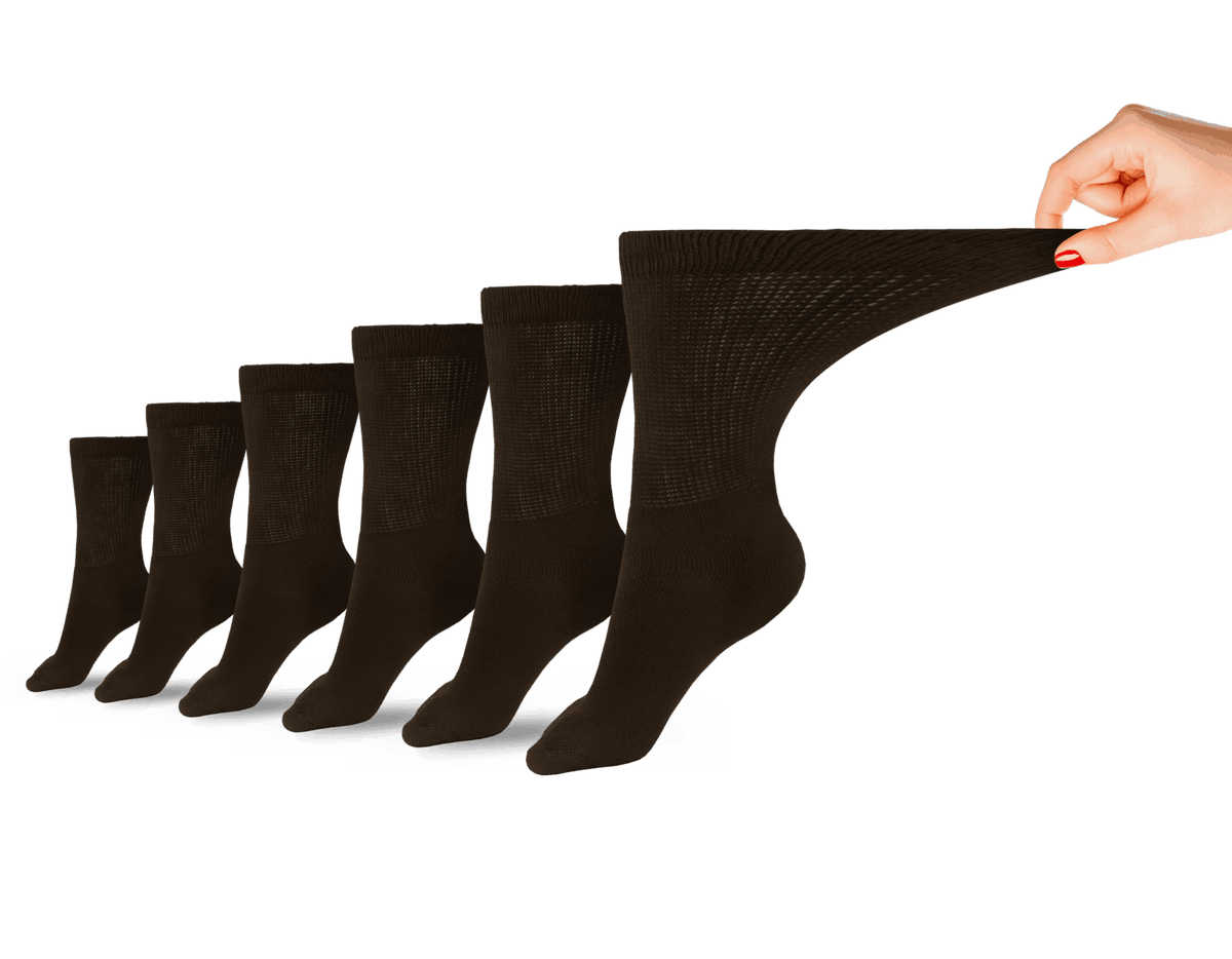Women's Cotton Diabetic Crew Socks (6 Pair) Medium (shoe size 7.5-10) Brown Women's Socks & Hosiery - Tophatter Daily Deals