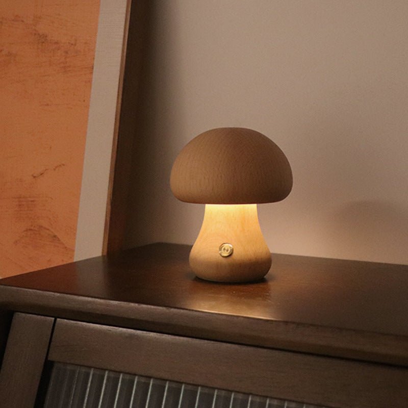 Wood Carved Mushroom Light C Beech Wood Lighting - Tophatter Daily Deals