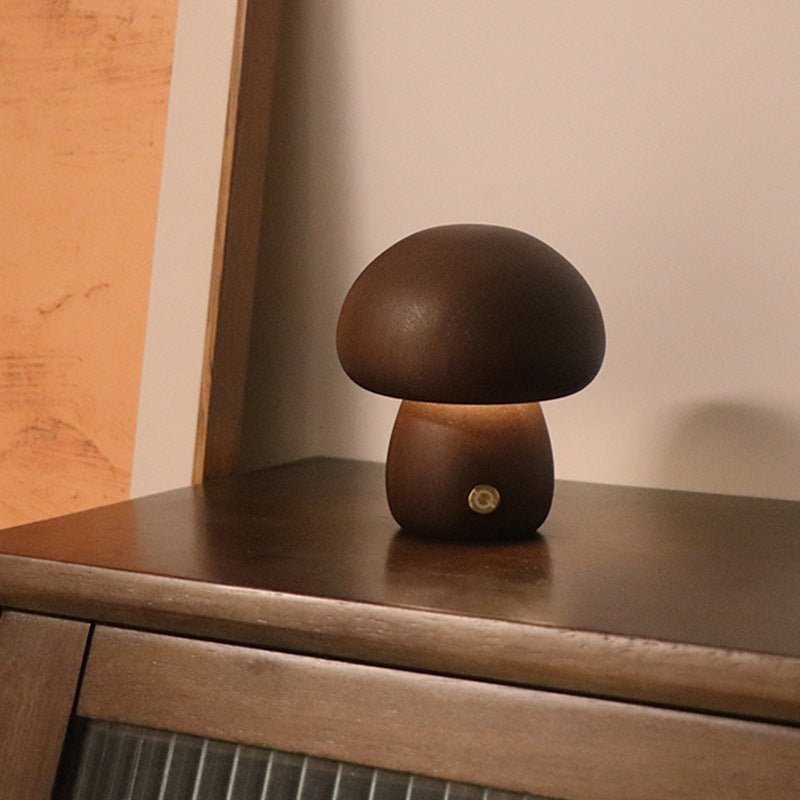 Wood Carved Mushroom Light D Walnut Wood Lighting - Tophatter Daily Deals