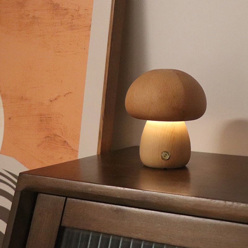 Wood Carved Mushroom Light D Beech Wood Lighting - Tophatter Daily Deals