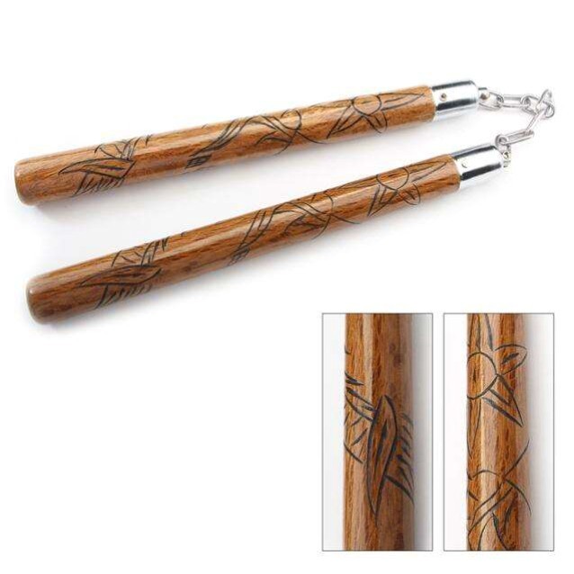 Nunchaku (Nunchuk) - Carved Sun (Wood) Nunchaku - Tophatter Daily Deals