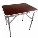 Aluminium Foldable Camping Table - Portable Outdoor Picnic & BBQ Table with Carry Handle Wood Outdoor Recreation - Tophatter Daily Deals