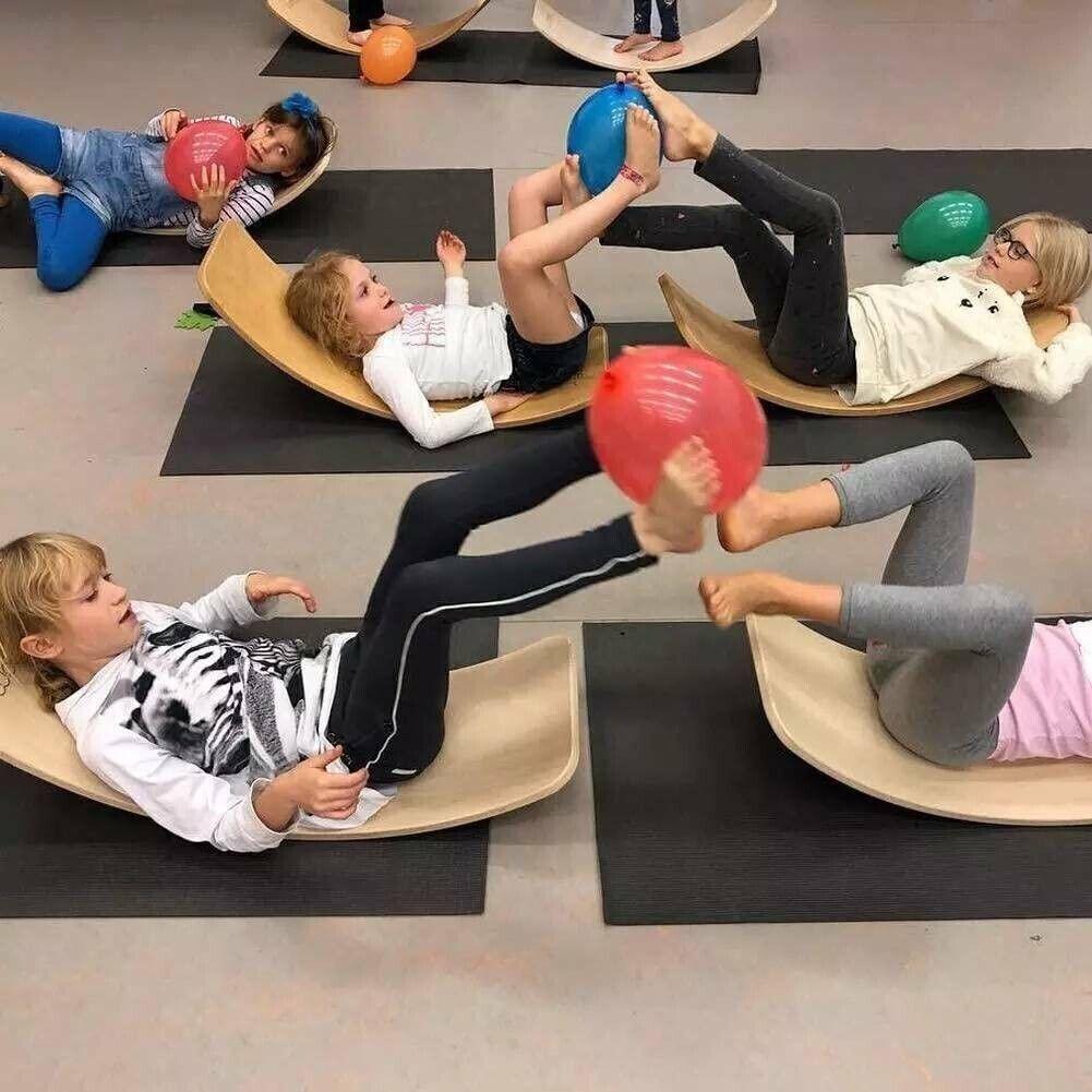 Wooden Balance Board UK - Wooden Balance Board Wobble Curved Rock-it Yoga Rocker Leaning Toy for Kid Adult Exercise & Fitness - Tophatter Daily Deals